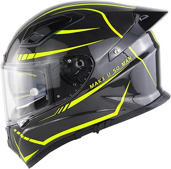 RUANLOV Carbon Fiber Full Face Motorcycle Helmet DOT Approved Motorbike Moped Street Bike Racing Crash Helmet, Men and Women (C L=59~60cm)