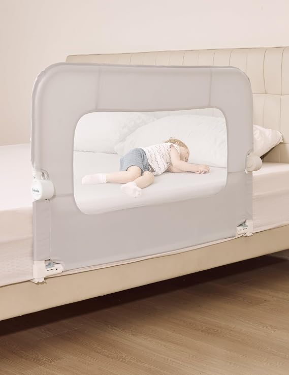 Babelio Bed Rail for Toddlers, 43" Wide Swing Down & Adjustable Height Toddler Bed Rails for Kids/Elderly/Adults, Baby Side Railing for Twin/Full/Queen/King Size