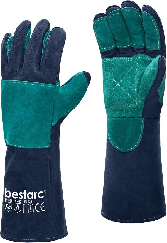 bestarc Leather Forge MIG Welding Gloves, 932F Heat Resistant Welding Gloves with Kevlar Stitching for MIG, TIG, Stick, Forge