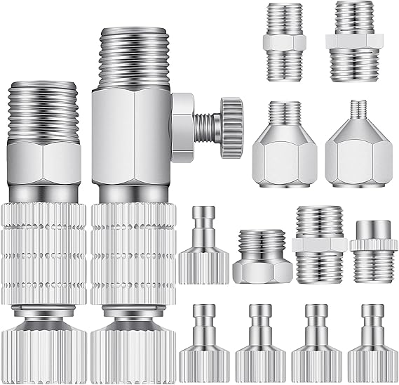 Hotop 14 Pcs Airbrush Adapter Set Airbrush Quick Disconnect Quick Release