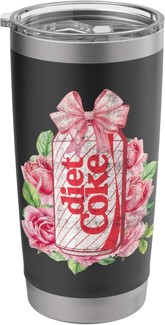 Coca-Cola Diet Coke With Pink Bow Floral Logo Vintage Stainless Steel Insulated Tumbler