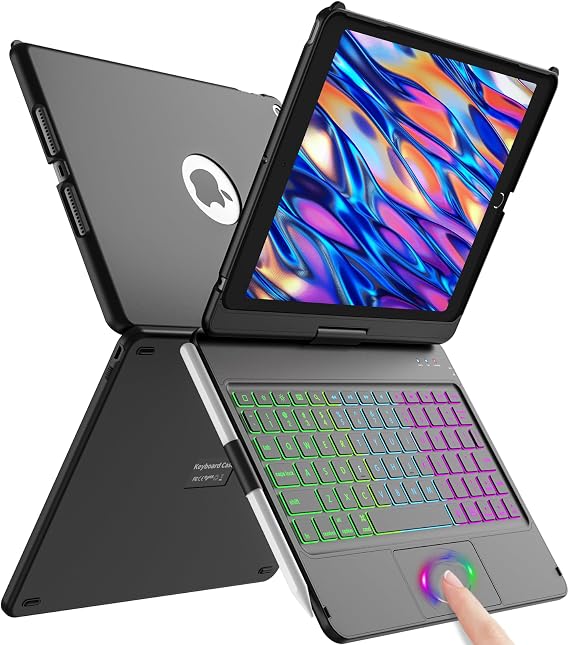 aMZCaSE 360 Keyboard Case for iPad 7th-9th Gen 10.2"