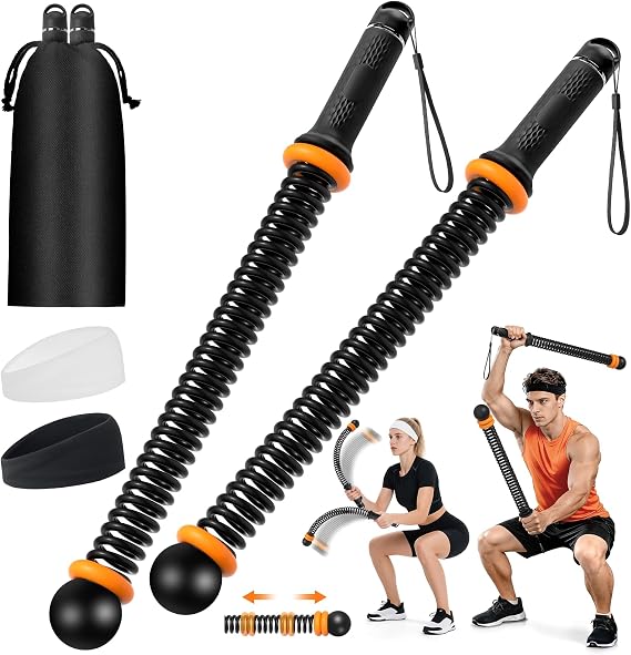 KETIEE Weighted Ropeless Battle Ropes: Cordless Battle Ropes with Adjustable Resistance Springs for Home Gym, Portable Workout Equipment for Strength Building, HIIT and Low-Impact Aerobic Training