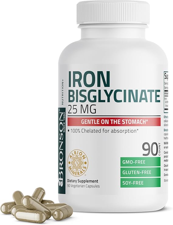Bronson Iron Bisglycinate 25 mg, 90 Vegetarian Capsules