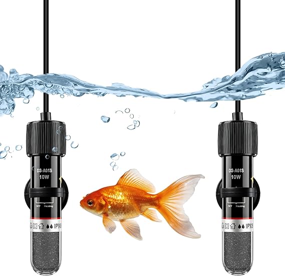 2PCS USB 10W Mini Aquarium Heater with Thermostat, Small Fish Tank Heaters | Submersible Turtle Tank Heater for Small Aquariums, Mini Heating Rod for Salt Water and Freshwater(for Tanks 1-15 Litres)