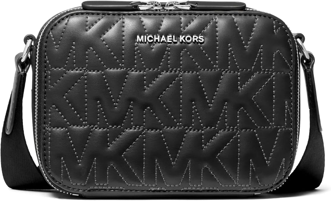 Michael Kors Hudson Horizontal Crossbody Bag, Silver-Tone Hardware/Husk/MK Quilt