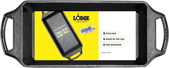 Lodge Pre-Seasoned Cast Iron Loaf Pan, PFAS-Free, 10 Inches