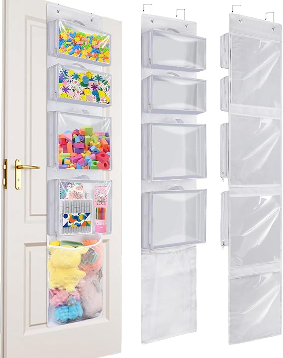 Over Door Organizer and Storage, Hanging Toy Holder with Removable Pouches