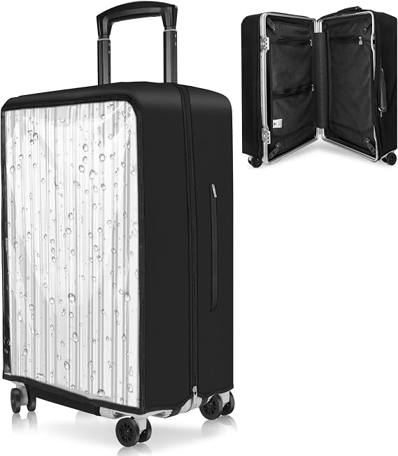 Yotako Upgraded Zippered Transparent PVC Suitcase Cover, No Disassembly Required Clear Luggage Protector for Suitcase Luggage Protector Cover 30''