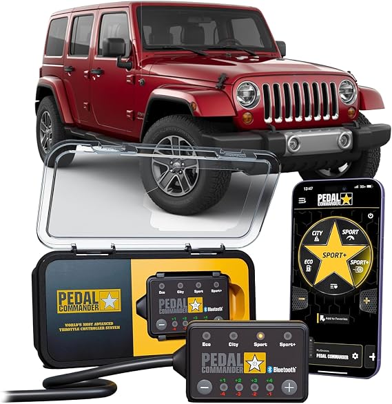 PEDAL COMMANDER for Jeep Wrangler JK 2007-2018 Throttle Response Controller - Anti-Theft, 4 Modes 36 Settings, Wireless Control, Plug-and-Play - Trail & Rock Crawling Upgrade