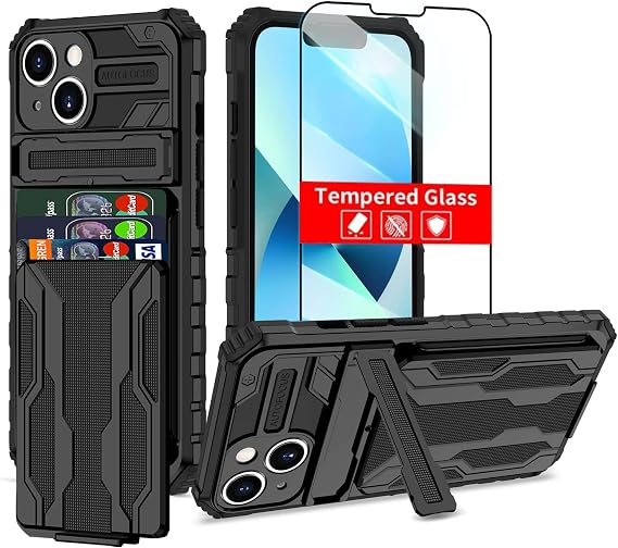 for iPhone 14 Wallet Case with Card Holder, Black
