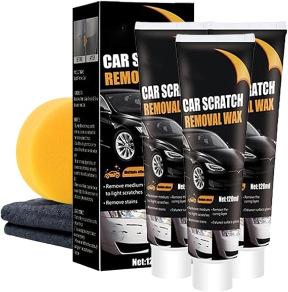 Scratch Repair Wax for Car, 2024 Upgraded Car Scratch Repair Paste Polishing Wax, Professional Car Scratch Remover Kit with Wipe & for Car Vehicles Deep Scratches (3pcs)