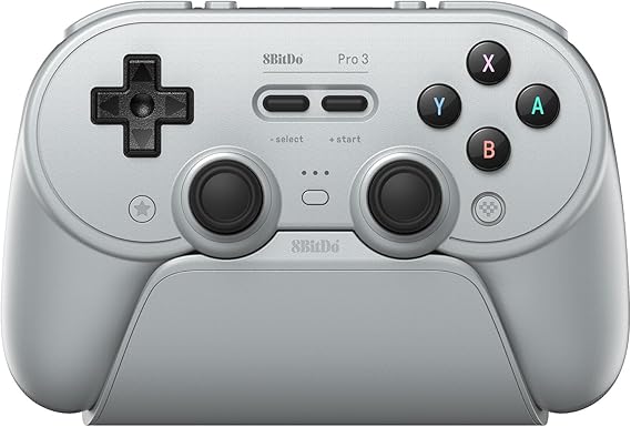 8BitDo Pro 3 Bluetooth Controller for Switch/Switch 2 – TMR Joysticks, Swappable ABXY Buttons, Pro Back Buttons, Charging Dock, Hall Effect Triggers, for Windows, Apple, SteamOS, Android - Gray