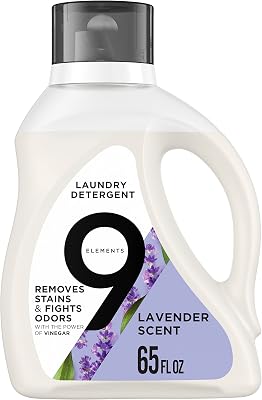 9 Elements Liquid Laundry Detergent, Lavender Scent, Vinegar Powered, 65 fl oz, 1 count