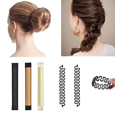 N-D Magic Hair Bun Maker Donut Bun Maker DIY French Twist Bun Shaper，S-Shaped Hairpins Braider Magic for Girls Women