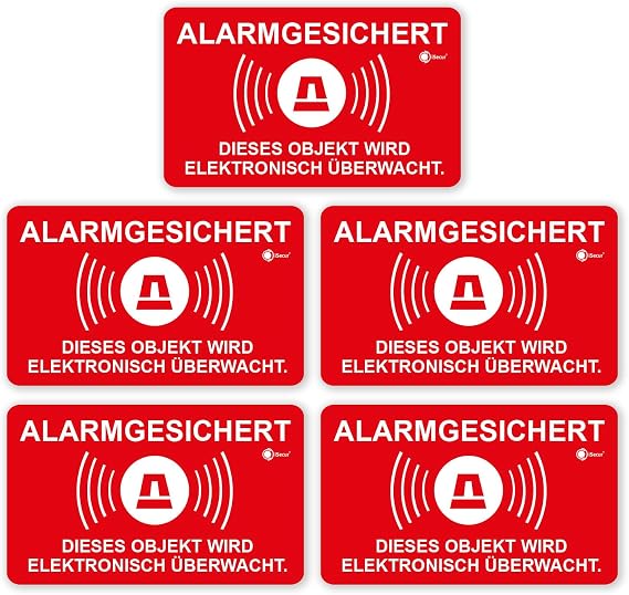 iSecur hin077 Set of 5 Alarm Secured Stickers 16.7 x 10 cm Exterior