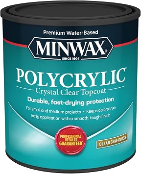 1 qt Minwax 64444 Clear Polycrylic Water-Based Protective Finish Semi-Gloss