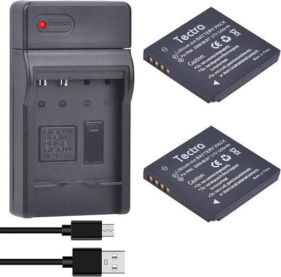 Tectra 2-Pack DMW-BCK7 DMW-BCK7E DMW-BCK7PP Battery and Charger Kits for Panasonic Lumix DMC-TS30, DMC-FH25, DMC-FP5, DMC-FP7, DMC-FH2, DMC-FH5, DMC-FH24, DMC-FS16, DMC-FS18, DMC-FS35, DMC-FS37