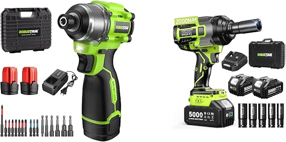 Robustrue 2000N.m Cordless Impact Wrench & 16.8V Max Brushless Impact Driver Kit