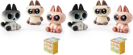 BEEMAI Nobeko Azukisan Mini Bean Series Blind Box Single Box, Contains 3 Figures No Repeat (Pack of 2)