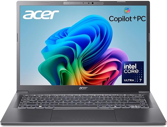 Acer Aspire 14 AI Copilot+ PC | 14" WUXGA Display | Intel Core Ultra 7 Processor 256V | NPU: Up to 47 Tops - GPU: Up to 64 Tops | Intel ARC 140V | 16GB LPDDR5X | 1TB SSD | Wi-Fi 6E | A14-52M-72S0
