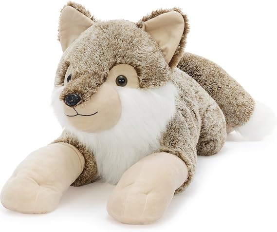 MorisMos Large Wolf Teddy Stuffed Animal, 120cm Giant Cuddly Soft Toy, Big Size Fluffy Wolf Plush Present for Kids Children Birthday Christmas Decorations