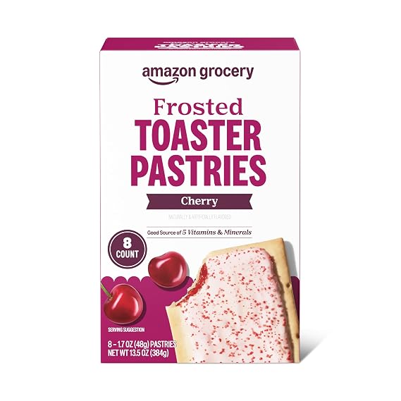 Amazon Grocery, Frosted Toaster Pastries, Cherry, 13.5 Oz, 8 Ct