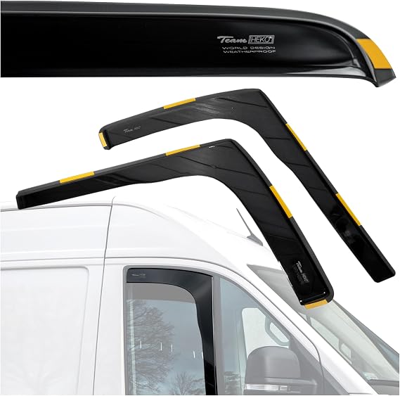 Heko - Compatible with Mercedes Sprinter W907 2018+ Side Window Wind Deflectors; Front; Pack of 2; Rain Deflectors Tinted Streamlined Easy Installation Wind and Rain Protection
