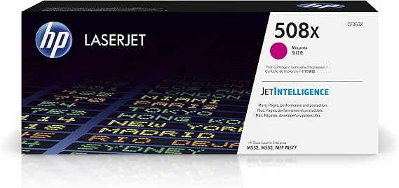 HP 508X Magenta High-Yield Toner Cartridge Printers | Works with Color LaserJet Enterprise M552, M553; Color LaserJet Enterprise MFP M577 Series | CF363X