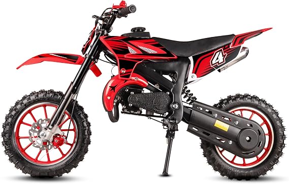 Kids Gas Dirt Bike 50cc 2 Stroke, Trail Pit Bike 24 MPH, Pull Start, Black | 50cc gas pit bike, kids 2 stroke dirt bike, junior mini bike, gasoline motorbike, off road machine