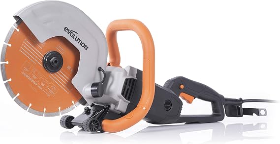 Evolution R255DCT | 10 in. Electric Concrete Saw | Premium Diamond Blade Included | 15A Motor | 4-1/16" Cut Depth | No Gas, No Fumes | Disc Cutter / Power Cutter / Cut-Off Saw | Brick & Masonry