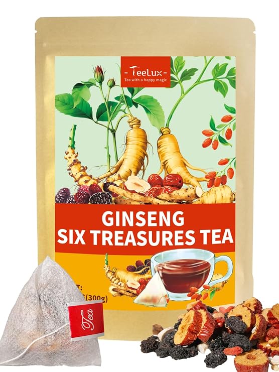 TeeLux Ginseng Six Treasures Tea Bags, Caffeine Free, No Additives, 30Count