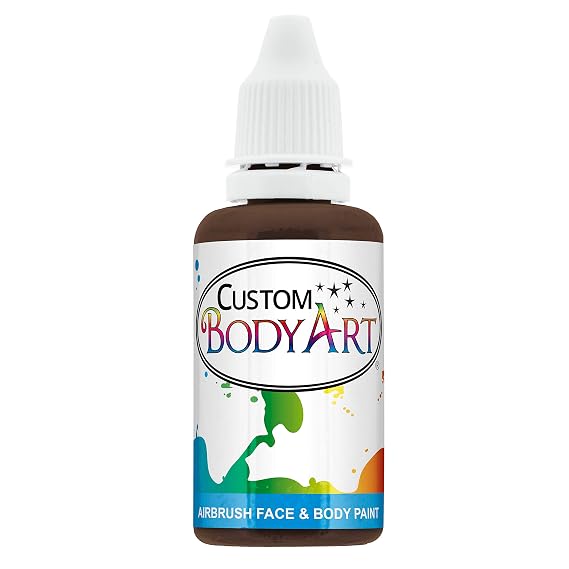 Custom Body Art 1 oz Brown Water-Based Air Brush Paint for Skin, Face, Body