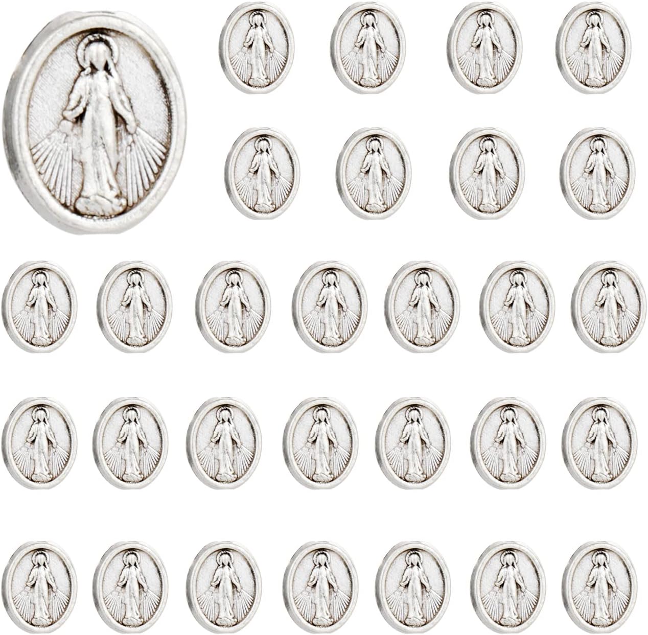 COTTVOTT Our Lady of Grace Virgin Mary MedalExorcism St. BenedictJesus Cross Loose Bedas for DIY Jewelry Making Rosary Necklace Bracelet Spacer Beads