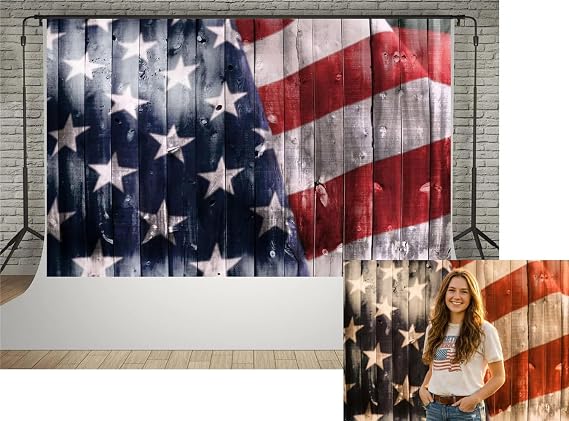 Kate 10x6.5ft Rustic Wooden American Flag Pattern Photography Backdrops