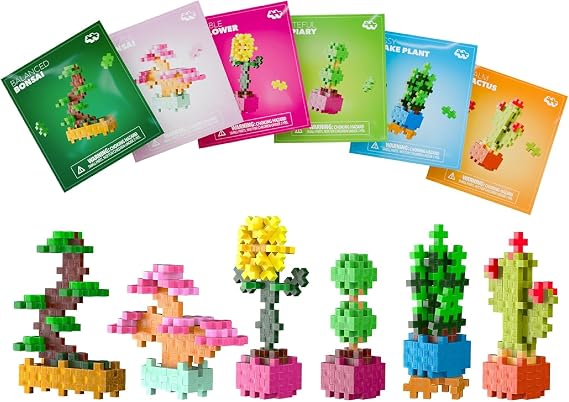 PLUS PLUS Playful Plant Packets, 6 Pack - 3D Puzzle Building Block Set
