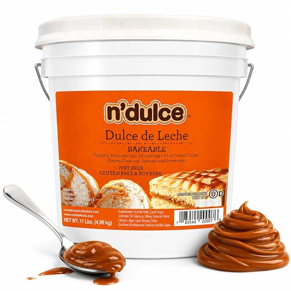 NDulce Dulce de Leche Bakeable | Heat Resistant Caramel Milk, Combine It with Coffee, Desserts, Cookies, Pastry and Cakes| Caramel Extract - 11lbs NDulce Dulce de Leche Bakeable | Heat Resistant Caramel Milk, Combine It with Coffee, Desserts, Cookies, Pastry and Cakes| Caramel Extract - 11lbs