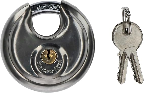 70mm Disc Padlock Security Shed Gate Lock Round Circle Steel Brass Lock