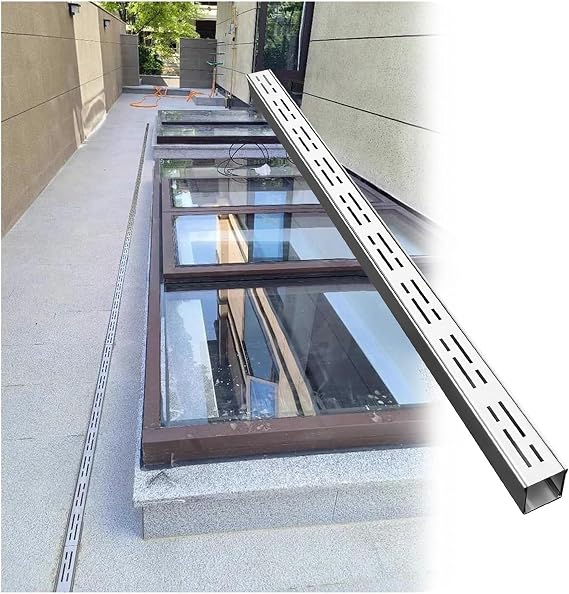 Drainage Channel - 100cm Stainless Steel Trench Drain Kit, Outdoor Storm Drain Channel with Removable Grate, Efficient Drainage System