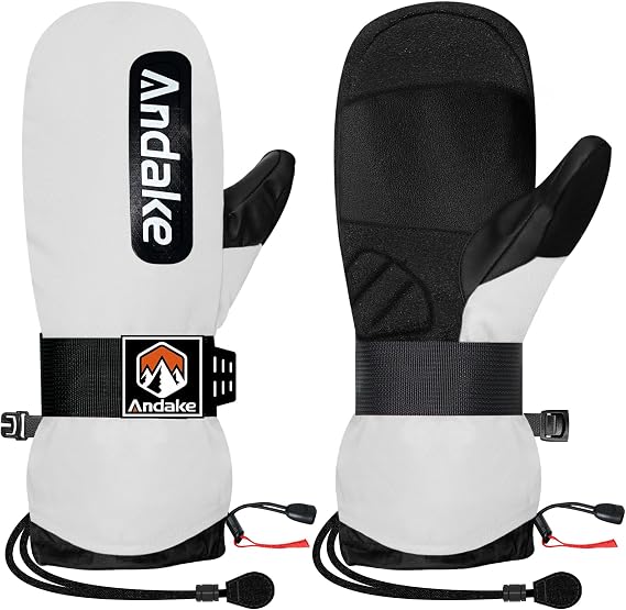 Andake Winter Ski Mittens for Men Women&Teenager,Waterproof & Insulated Snow Gloves, Warm Cold Weather Mittens,Professional Snowboard Mittens for Skiing, Snowboarding,Winter Sports