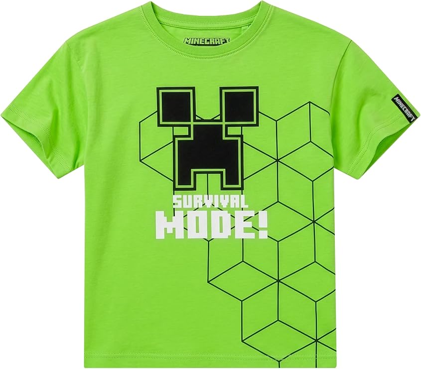 Minecraft Tshirt, Creeper Boys’ T-Shirts, Gaming Kids T-Shirt, Boys Clothes for Kids, Green Ages 5-13 Years