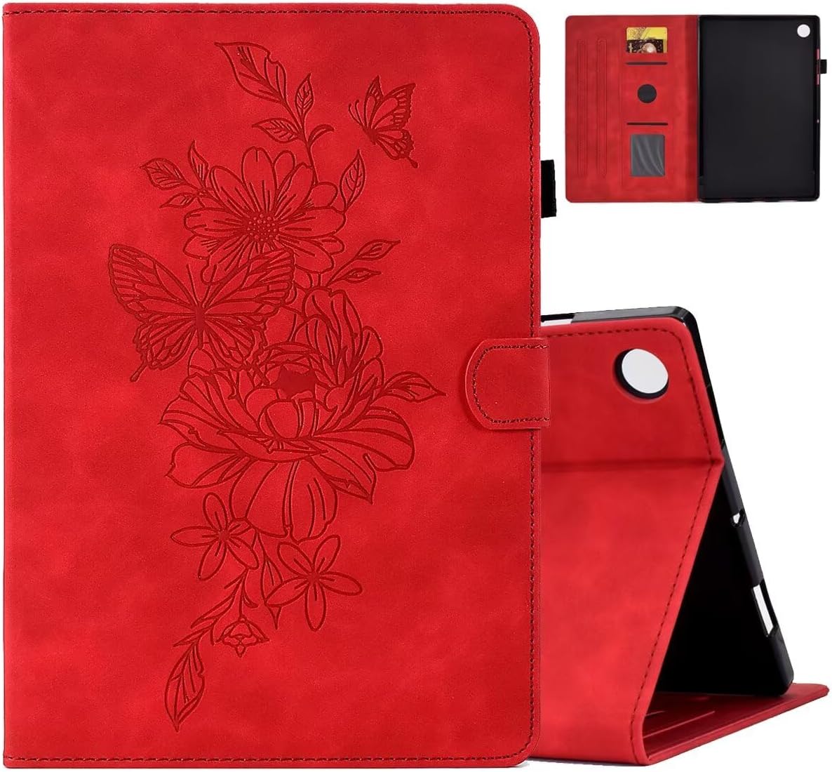 MonsDirect Case for Samsung Galaxy Tab A9 11 Inch 2023 SM-X210X216X218, Anti-Scratch Suede Leather Multi-Angle Stand Cover, Auto WakeSleep & Pen Holder Case for Galaxy Tab A9 Plus Tablet, Red