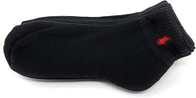 Ralph Lauren Polo Classic Sport 6 Pack half Cushioned sole Mens Socks Black with Red Horse