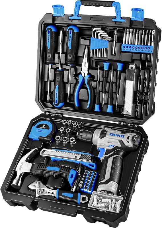 Power Drill Tool Set Kit: Tools Sets Combo Small Box Set with 8V Cordless Electric Drill Driver for Home Basic Repair, Household Starter Kit, House Hand Tool Kits Case
