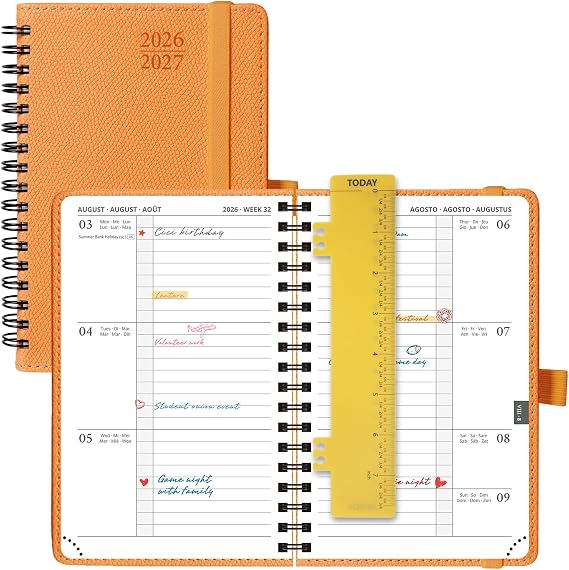 POPRUN 2026-2027 A6 Academic Diary Week to View Soft Cover Spiral