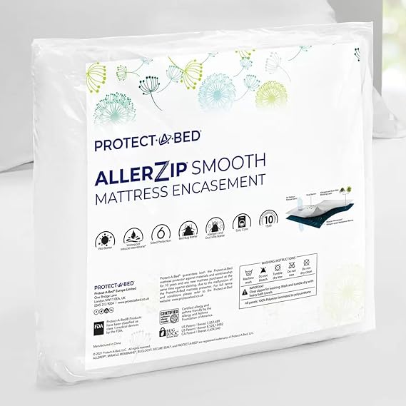 Protect-A-Bed, Allerzip Mattress or Box Spring Encasement, 7 - 12 Height, Waterproof, Zippered, 6-Sided, Queen