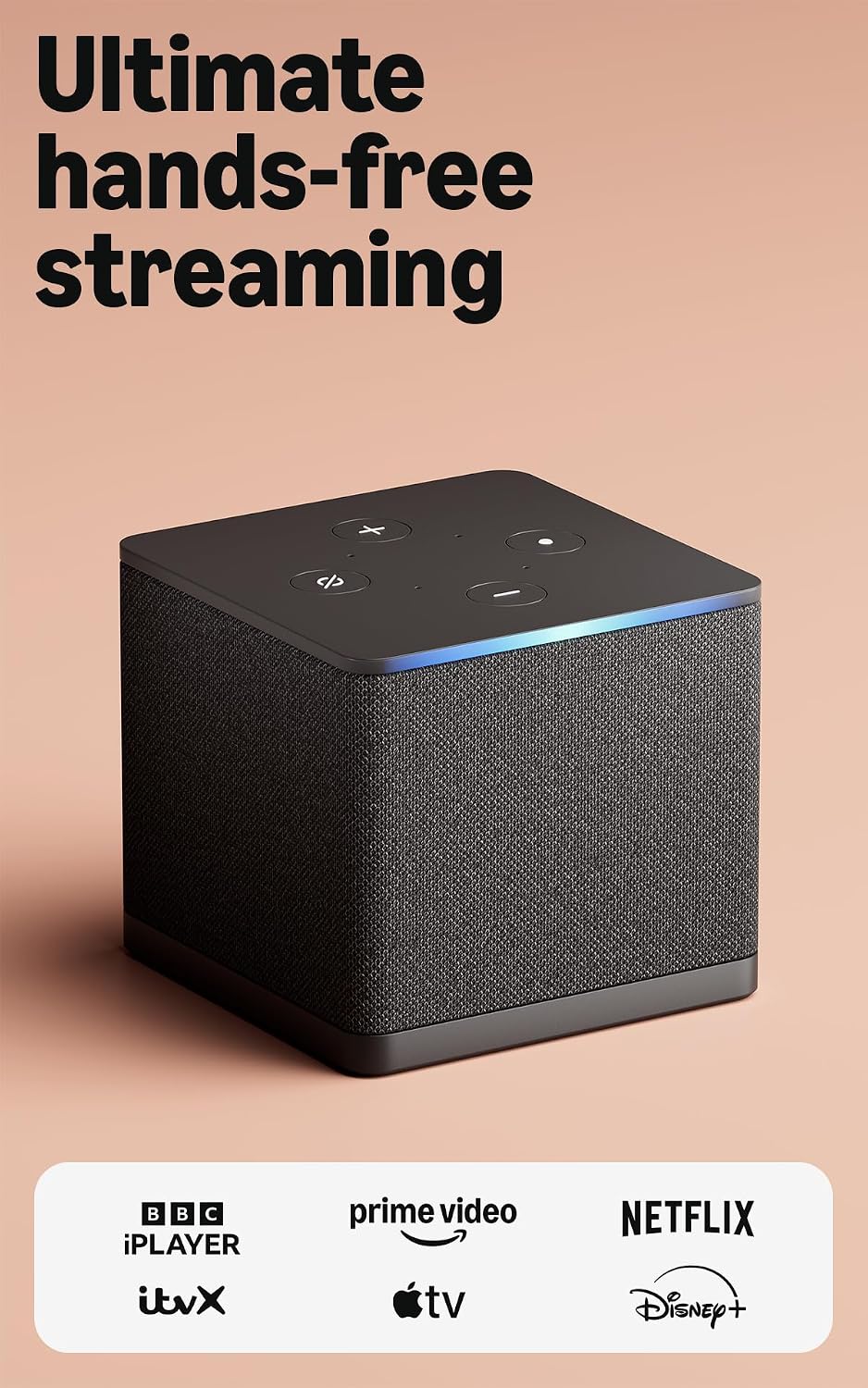 Amazon Fire TV Cube (Newest gen), Hands-free streaming media player with Alexa, Wi-Fi 6E, 4K Ultra HD, find TV programmes faster with Alexa+