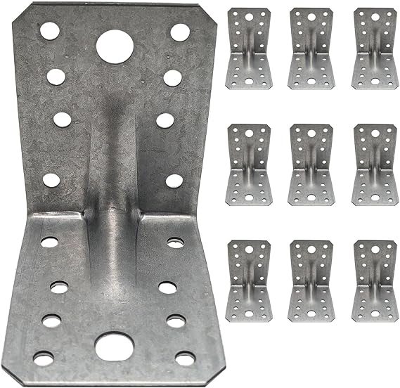 Corner Braces Brackets Heavy Duty Wooden Angle Metal Steel Sheet Galvanised, 70x70x55mm, 1.5mm Thick, Pack of 10, Rust Resistant, 265kg Load Capacity, Easy Install for DIY Projects
