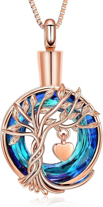Circular Urn Necklaces for Ashes Tree of Life Memorial Locket