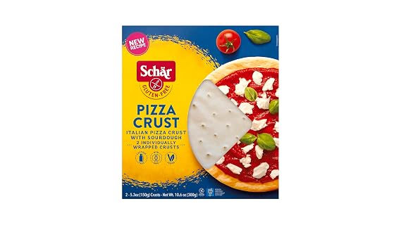 Schar Gluten-Free Pizza Crusts, 4-Pack Pre-Baked, Crispy & Tender, Perfect for Custom Pizzas, No Artificial Preservatives, Quick & Easy Gluten-Free Pizza Making at Home